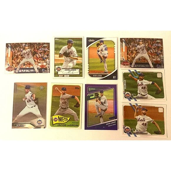 Jacob DeGrom LOT (9) 2020 Topps Chrome #U-81 2021 Topps Donruss Purple Bowman