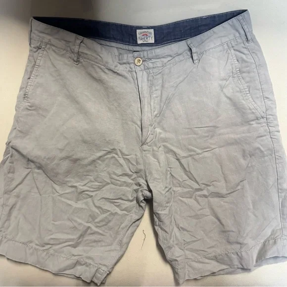 Faherty Men's Light Gray Flat Front Linen Shorts