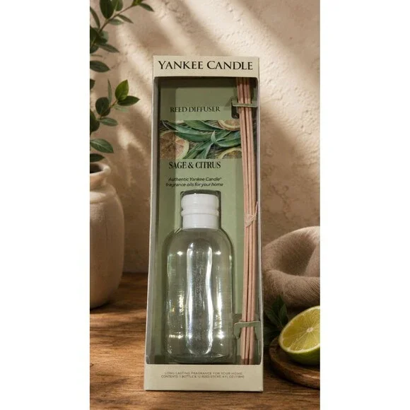 New Yankee Candle Reed Diffuser – Sage & Citrus – 4 oz Home Fragrance Gift Set
