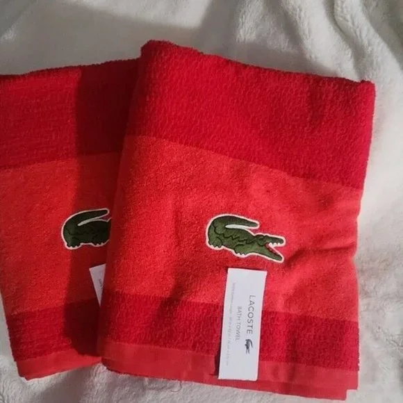 Lacoste ~ Red Bath Towel 100% Cotton 30