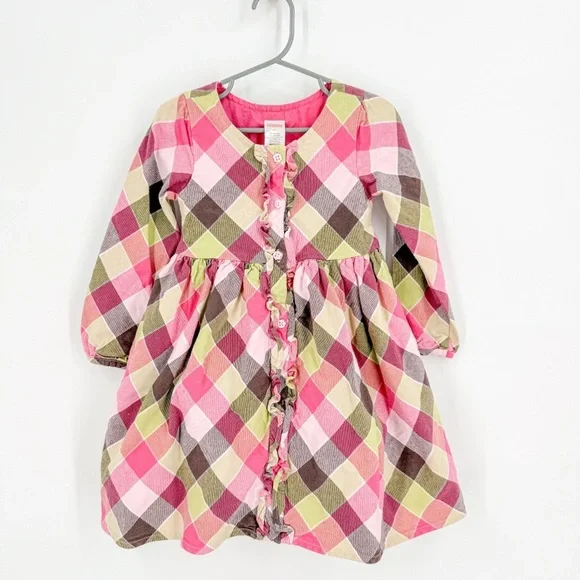 Gymboree Pink and Brown Puff Sleeve Dress