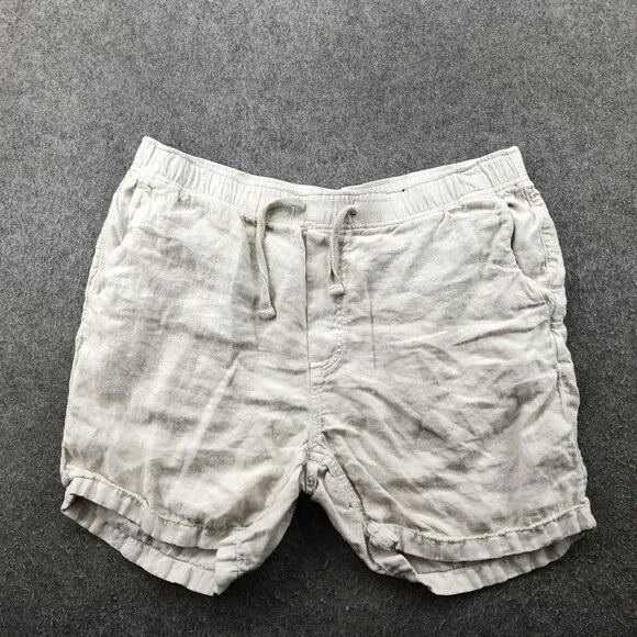 Faherty Shorts Mens Extra Large Beige Linen Drawstring Elastic Waist Casual