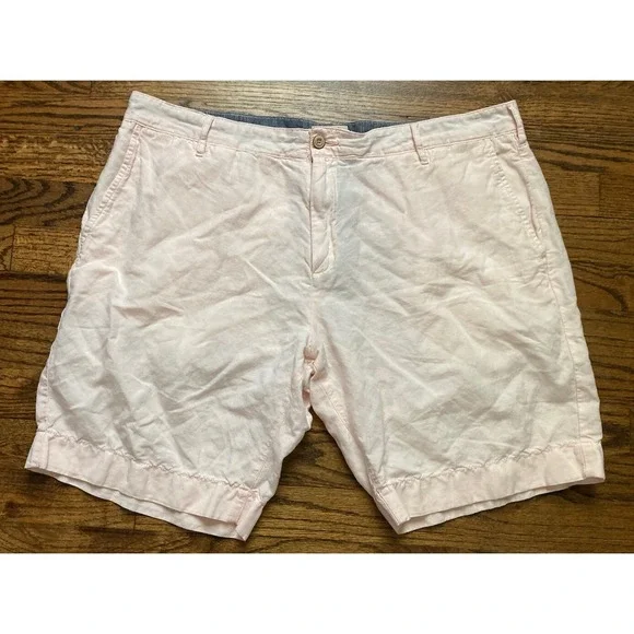 Faherty Mens Chino Shorts Slash Pockets Linen Blend Pink Size 36 Beach