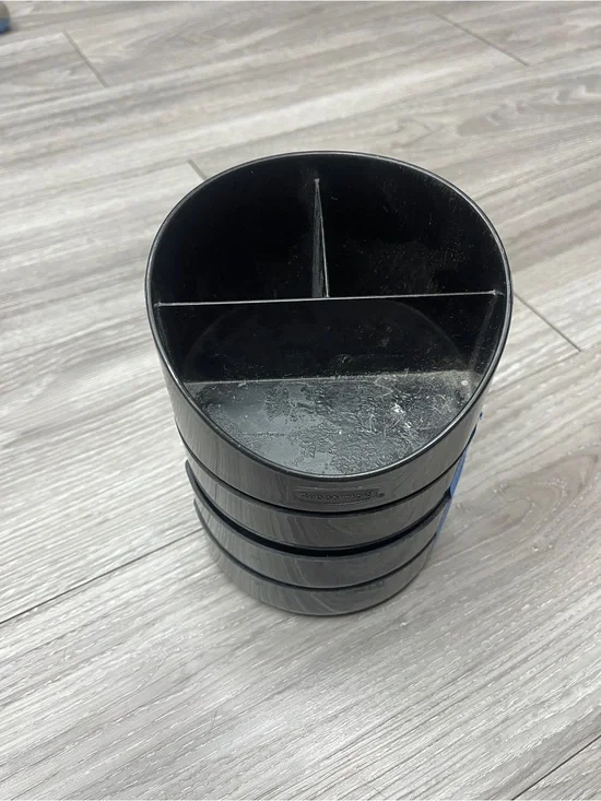 Black Plastic Desk Organizer with Divided Compartments
