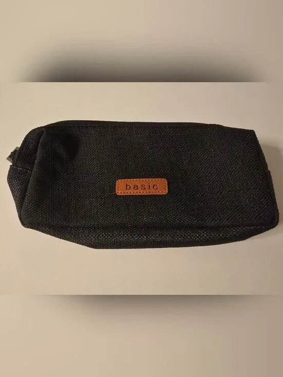 Black Zippered Pencil Case Pouch, Solid School Supply for Boys & Girls