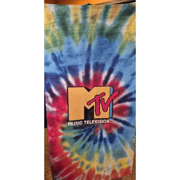 Terry Town MTV Beach Towel Tie Dye Pool Bright Rainbow Colors 56x27.5