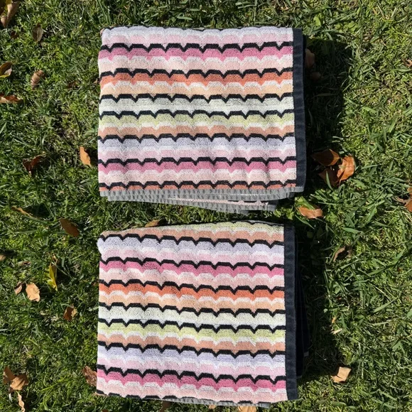 Missoni Home Omar Scallop 2-Piece Bath Towel Set Multicolor 100% Cotton Italy