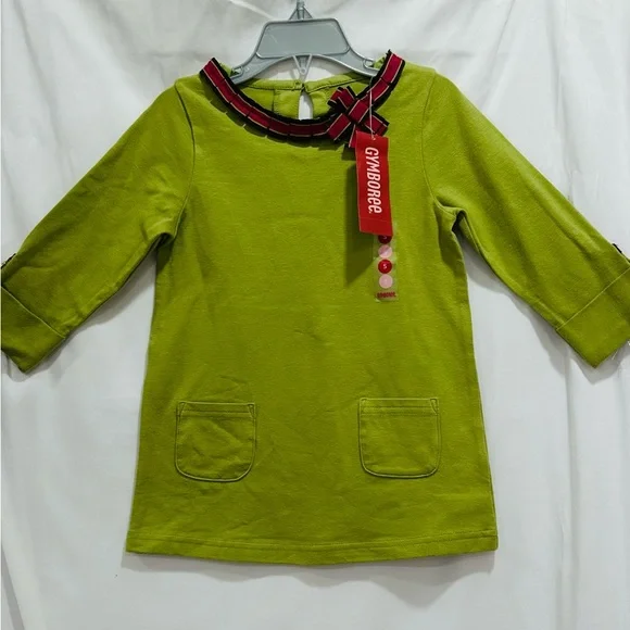 NWT Gymboree Girls 5T Green Long‎ Sleeve Pretty With Pockets Top Dress