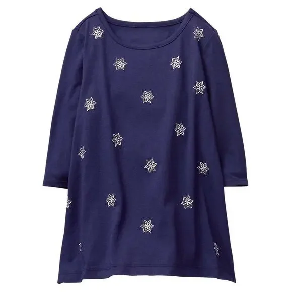 Gymboree Girls Tunic Size S 5 6 North Pole Party Snowflake Print Navy Blue‎ NEW