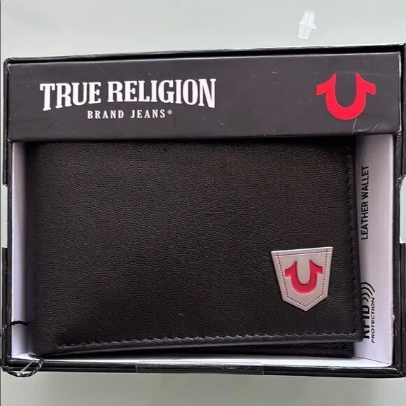 True Religion Black wallet/card holder Leather frid protection