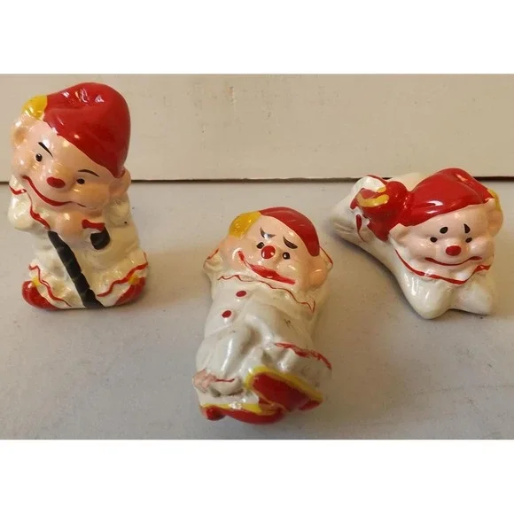 Three Rare Ceramic Clown Pencil Sharpeners - See Description for Details