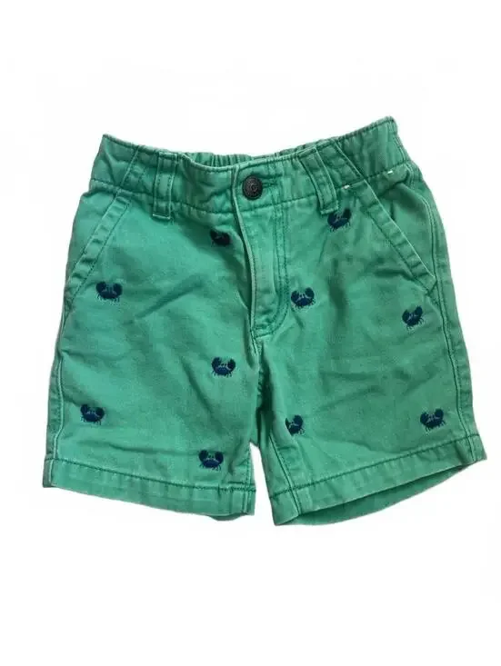 Gymboree 18-24 Months Green Embroidered Crab Chino Shorts Preppy Nautical Summer