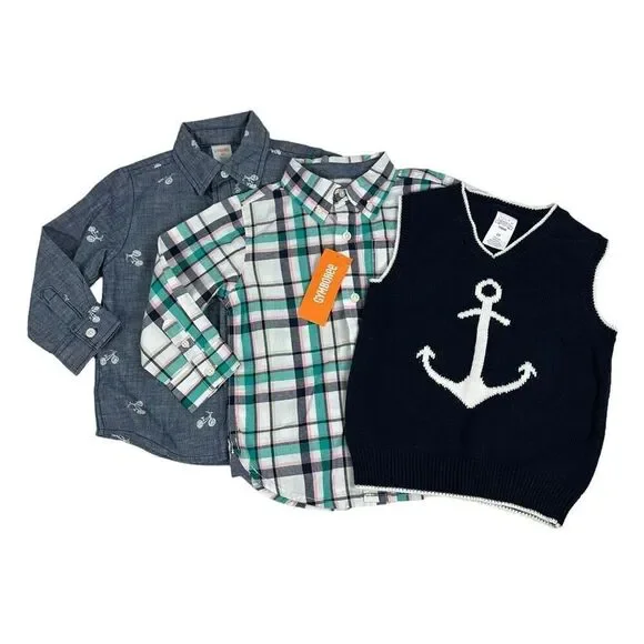 Gymboree Boys Button Up shirts and Vest size 2T