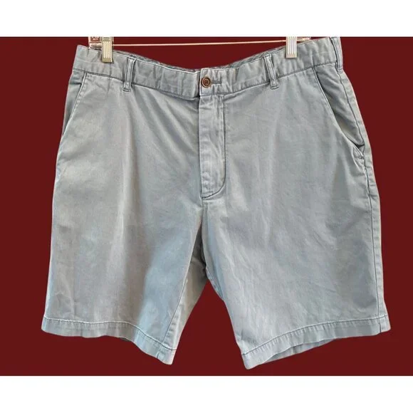 Faherty Men's Chino Shorts Blue Casual Summer Cotton Blend Size 35 Classic Style