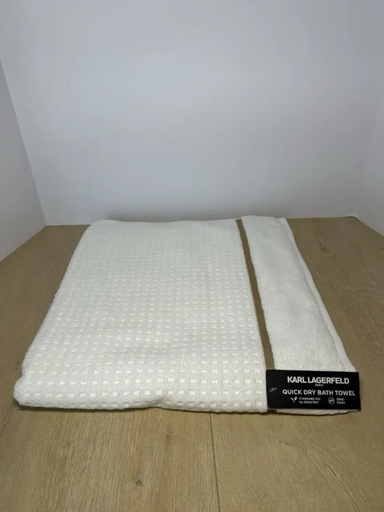 Karl Lagerfeld Paris Bath Towel 100% Cotton White/Gold NEW