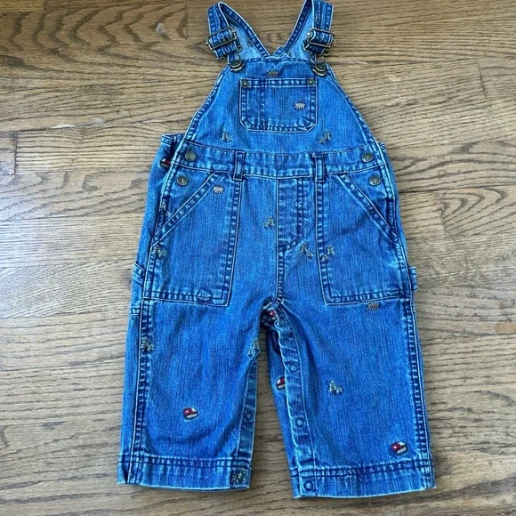 Vintage Gymboree in the forest denim overalls baby boys jean Size 6-12m