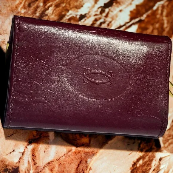 Cartier Key Holder Bordeaux Leather Authentic Cartier Key Holder Wallet