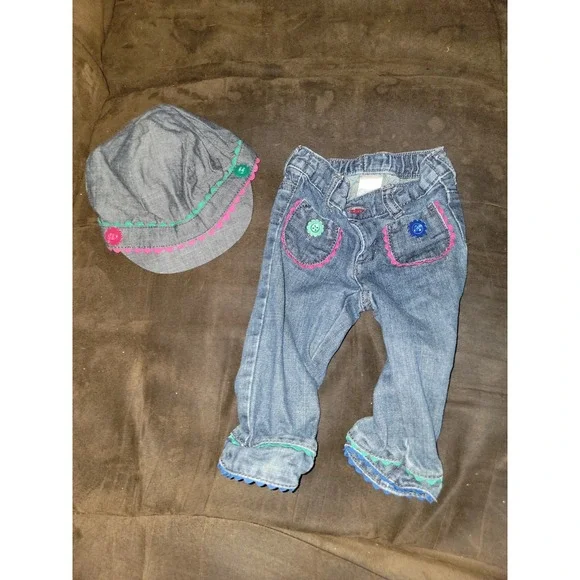 Gymboree sweet music jeans 6 12 months and‎ hat 0 12 months
