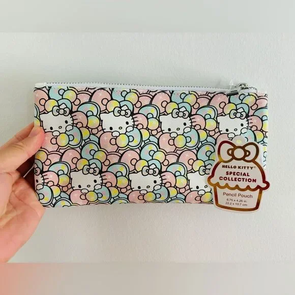 Hello Kitty Sanrio Pencil Pouch / Case Starshine Pink,Blue,Bows NWT