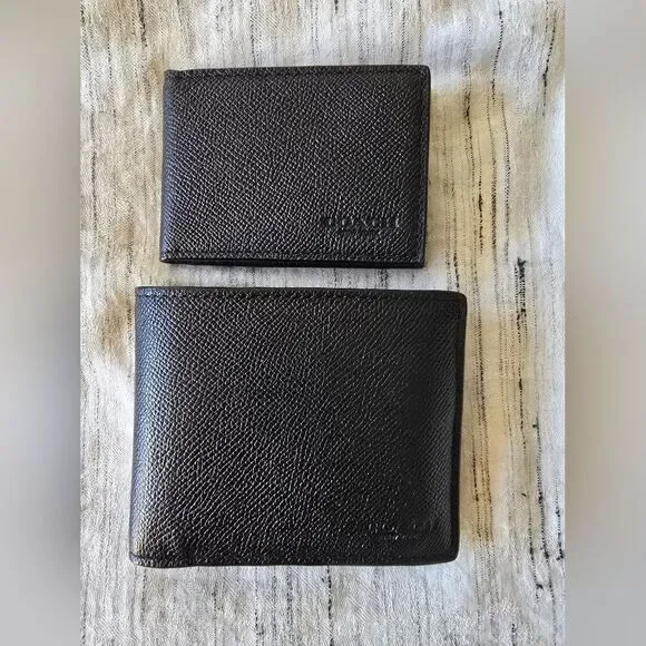 NWOT Coach Black Crossgrain Leather 3-in-1 Wallet