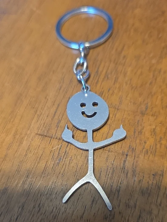 Silver Stick Figure Middle Finger Keychain - Men Accessories