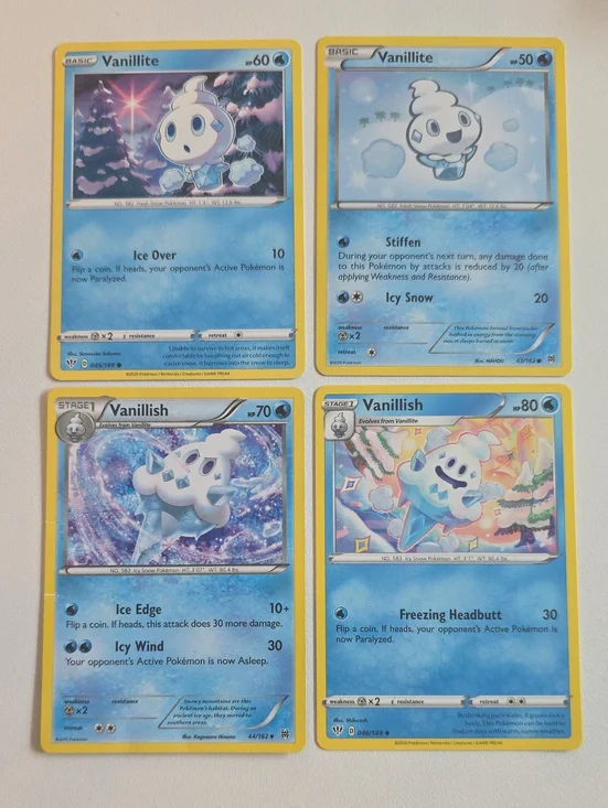 Pokemon Vanillish And Vanillite Cards