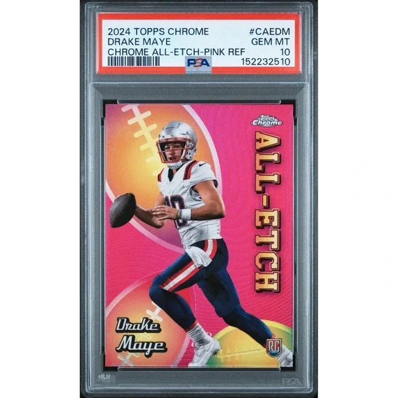 2024 Topps Chrome Drake Maye All-Etch Pink Refractor RC #CAE-DM PSA 10 GEM MINT