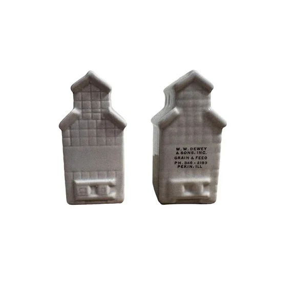Vintage Grain Elevator Salt & Pepper shakers WW Dewey Grain & feed Co. Pekin IL
