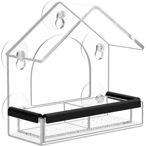 Clear Window Bird Feeder with 5 Extra Strong Suction Cups, Sturdy and Durable