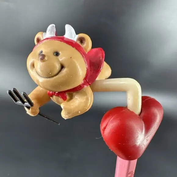 VTG RUSS Pink Pencil Teddy Topper Valentines Heart Devil, Hot Stuff Unsharpened