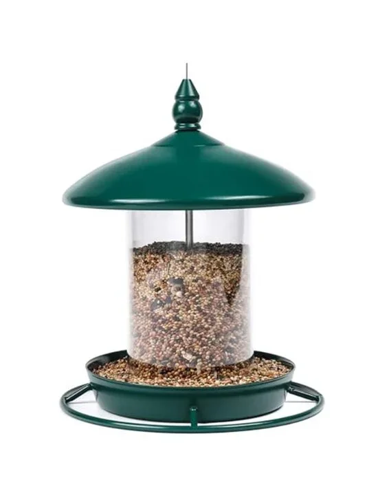 New Metal Roof Bird Feeder for Outdoors - 360° Feeding Perch. Green