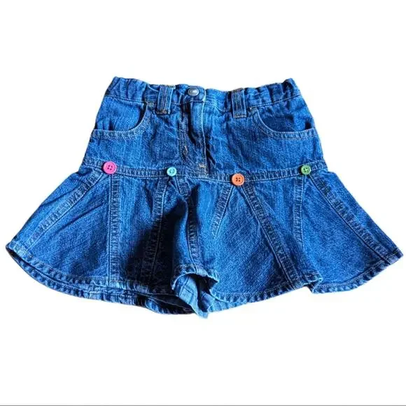 Gymboree Girls Size 4 Y2K Denim Jean Button Detail Skort Skirt