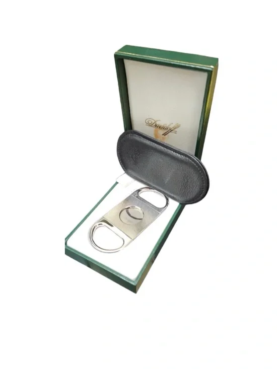 Cigar Cutter with Leather Case - Silver/Black
