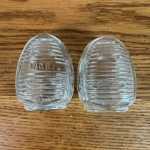 Vintage Hendryx Glass Bird Cage Feeder Waterer Cups Set of 2 Clear USA Made