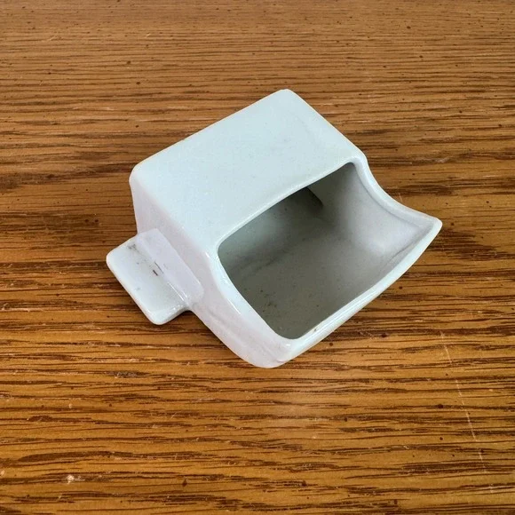 Vintage White Porcelain Made in Japan Bird Feed Water Dish MCM Style