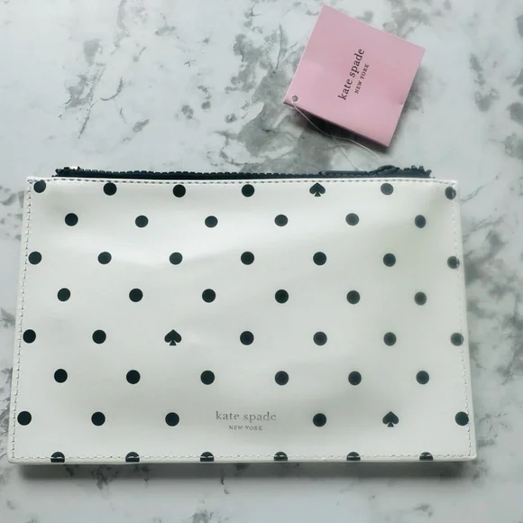 Kate Spade Black and White Polka Dot Pencil Case with Accessories