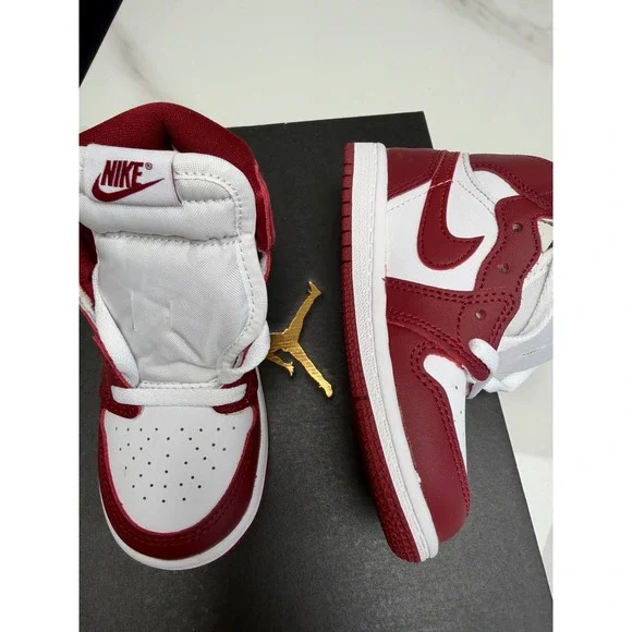 Nike Air Jordan 1‎ High OG TD Toddler Shoes White Burgundy FD1413 160 Size 8c