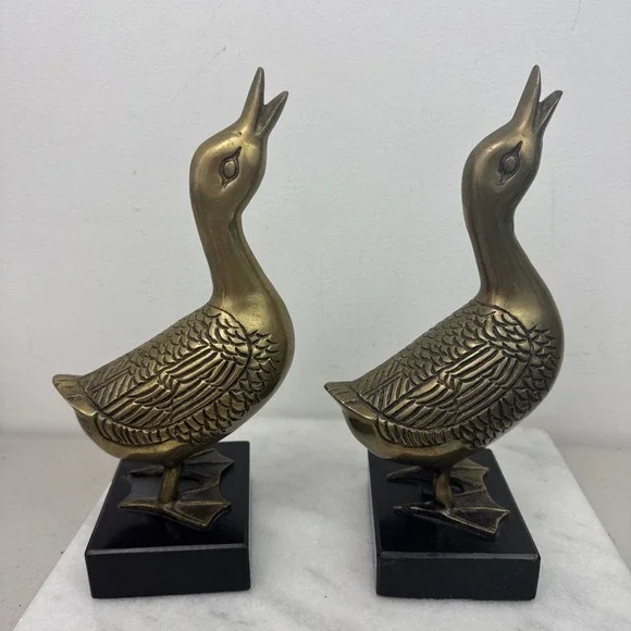 2 Heavy Vintage Brass DUCK 10