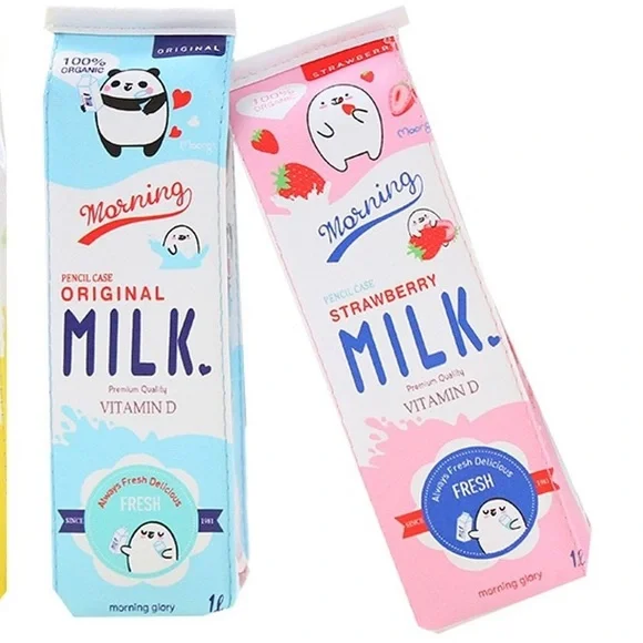 Cute Kawaii Strawberry Milk School Travel Pencil Case Pouch
