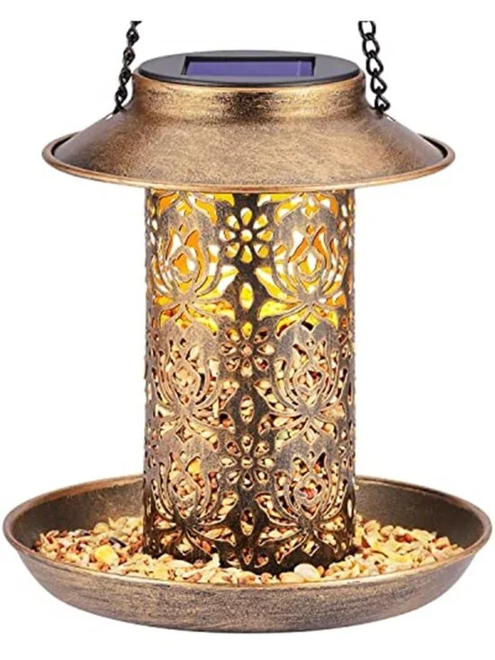 New Solar Bird Feeder for Outdoors Hanging, Metal Wild Bird Feeder for