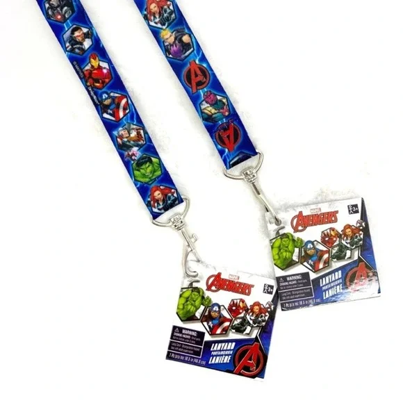 Lot of 2 Avengers Breakaway Lanyard ID Badge Super Heros Stocking Stuffer