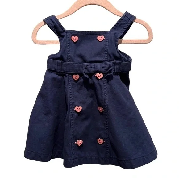 Gymboree Smart Kitty Navy Pink Heart Jumper Dress Size 3-6 Months