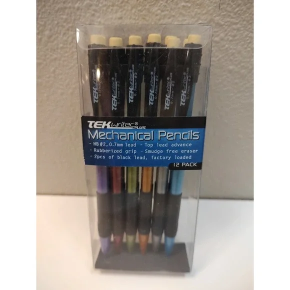 NEW  Tek Writer Plus Mechanical Pencils 0.7mm #2 Various Colors With Erasers D8