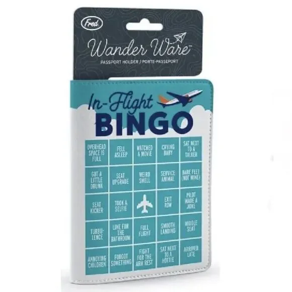 NWT Genuine Fred Wander Ware Passport Holder Wallet - IN FLIGHT BINGO