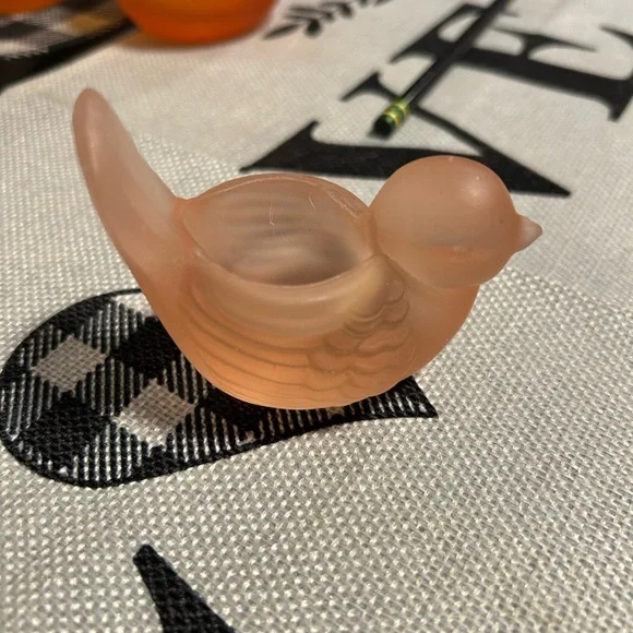 Westmoreland Vintage Pink Satin Glass Dove Candle Holder
