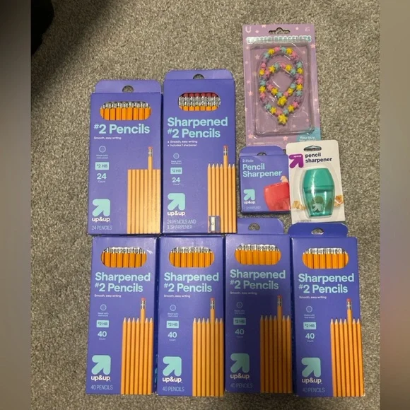 ✏️📚 School Supply Bundle – Pencils, Sharpeners & Fun Eraser Bracelet! 🎒✨