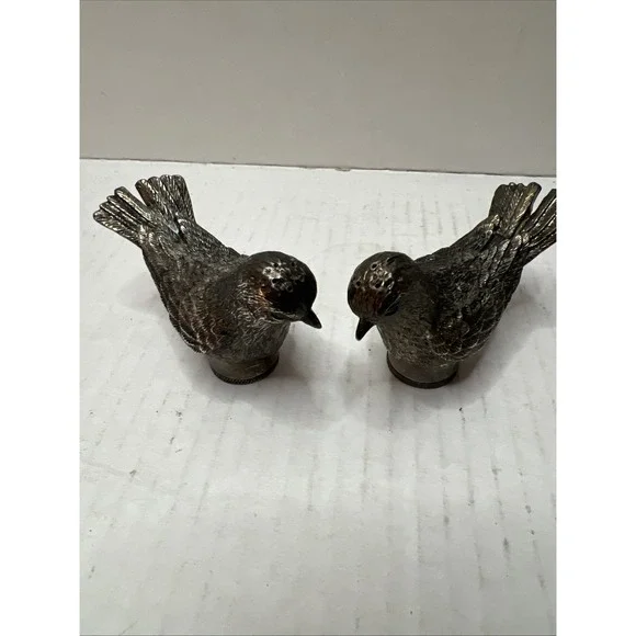 Vintage MCM Pewter Birds Salt & Pepper Shakers