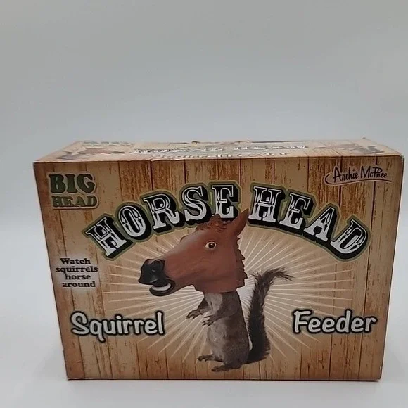 Archie McPhee Big Head Horse Head Squirrel Feeder Novelty Gag Gift Brown Vinyl