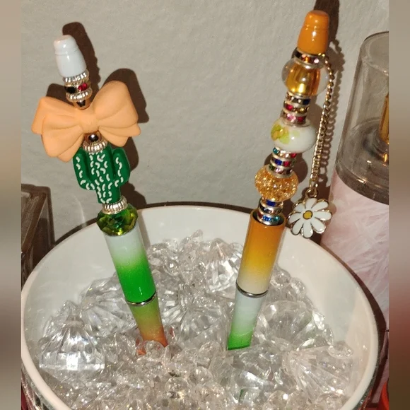 Colorful Handmade Beaded Pens Cactus & Sunflower