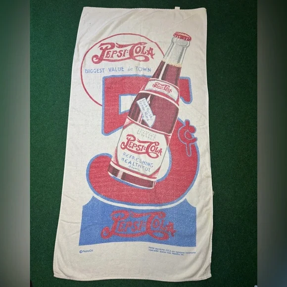 Vintage 80s 90s Pepsi Cola Retro Big Beach 30x58” Towel